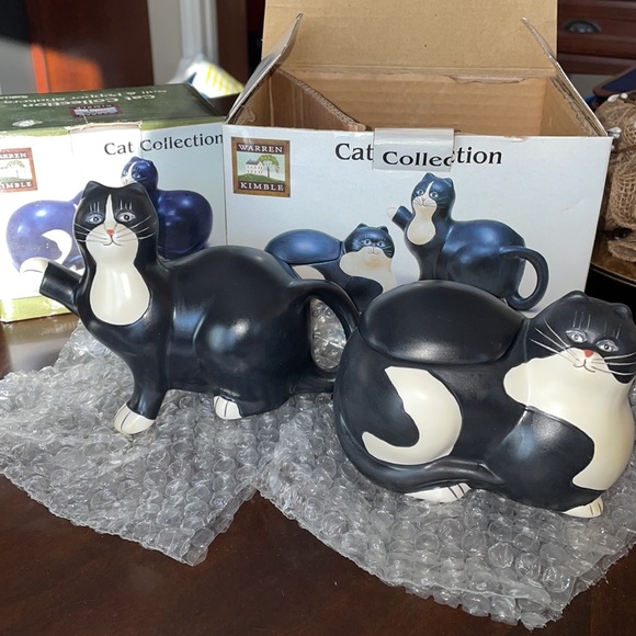 🎁 Rare Warren Kimble Cat Collection Sugar&Creamer AND Salt&Pepper Shaker - Picture 9 of 14